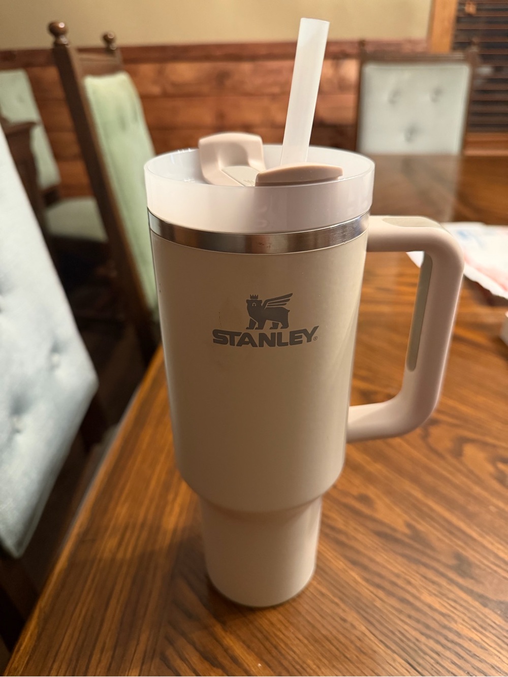 Stanley Ivory Travel Tumbler with Handle and Straw